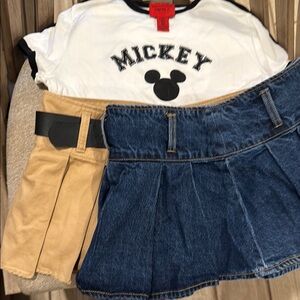 Mickey Mouse Graphic Tee and Denim Skirt Set